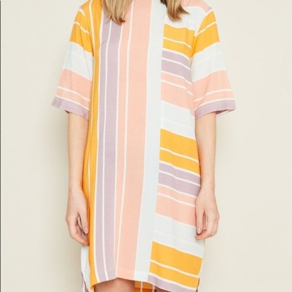 Pink, Purple, Yellow and White Striped Dress - Picture 2 of 4